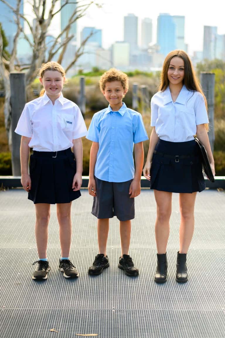 Kids in school uniform Perth city